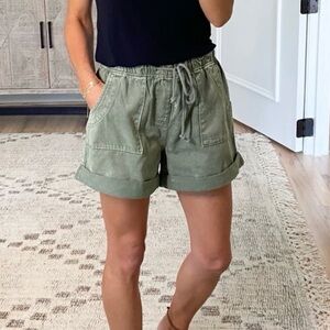 Olive Drawstring Casual Shorts